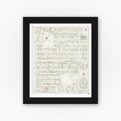 Old map wall art mockup — black gallery frame with white mat — Sanborn Fire Insurance Map from Canal Dover, Tuscarawas County, Ohio (1914), Sheet #0006