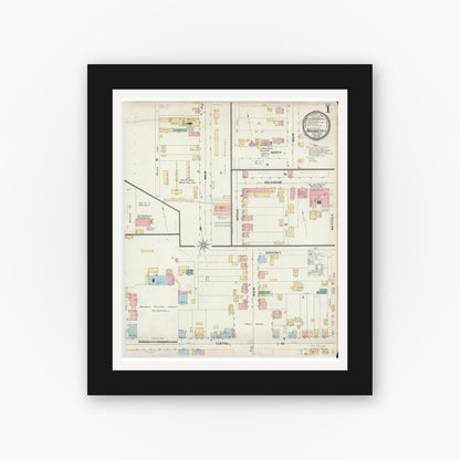 Old map wall art mockup — black gallery frame with white mat — Sanborn Fire Insurance Map from Nazareth, Northampton County, Pennsylvania (1897) - Complete Map Set