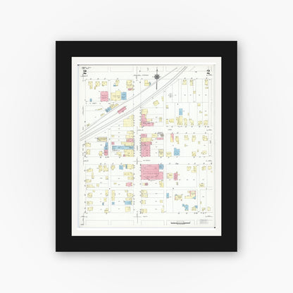 Old map wall art mockup — black gallery frame with white mat — Sanborn Fire Insurance Map from Shreve, Wayne County, Ohio (1950), Sheet #0002