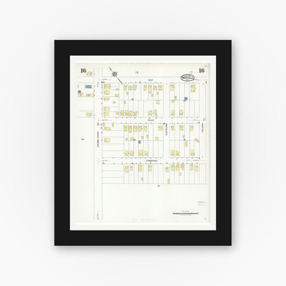 Old map wall art mockup — black gallery frame with white mat — Sanborn Fire Insurance Map from Westville, Gloucester County, New Jersey (1926), Sheet #0016