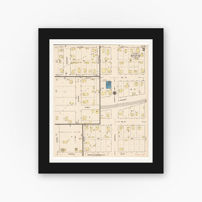 Old map wall art mockup — black gallery frame with white mat — Sanborn Fire Insurance Map from Wilton Junction, Muscatine County, Iowa (1922), Sheet #0003