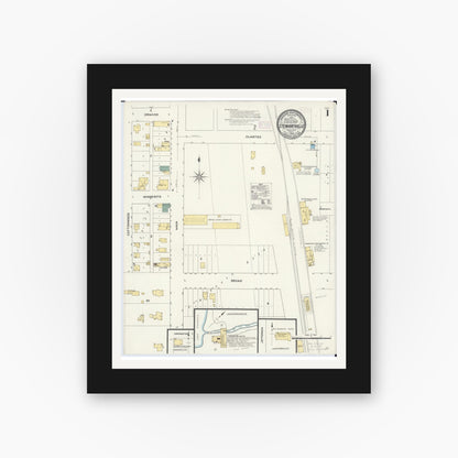 Old map wall art mockup — black gallery frame with white mat — Sanborn Fire Insurance Map from Stewartville, Olmsted County, Minnesota (1909) - Complete Map Set
