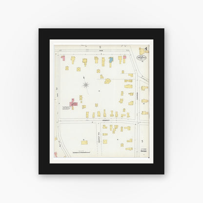 Old map wall art mockup — black gallery frame with white mat — Sanborn Fire Insurance Map from Greenfield, Franklin County, Massachusetts (1902), Sheet #0004
