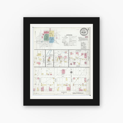 Old map wall art mockup — black gallery frame with white mat — Sanborn Fire Insurance Map from Millstadt, Saint Clair County, Illinois (1910) - Complete Map Set