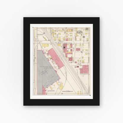 Old map wall art mockup — black gallery frame with white mat — Sanborn Fire Insurance Map from Alliance, Stark County, Ohio (1921), Sheet #0026