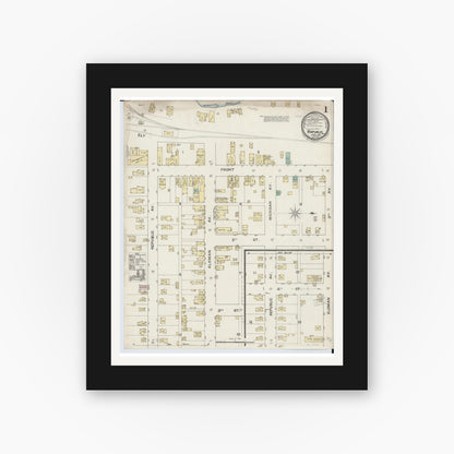 Old map wall art mockup — black gallery frame with white mat — Sanborn Fire Insurance Map from Republic, Marquette County, Michigan (1888) - Complete Map Set