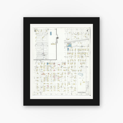 Old map wall art mockup — black gallery frame with white mat — Sanborn Fire Insurance Map from Forest, Hardin County, Ohio (1950), Sheet #0004