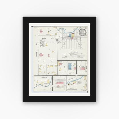 Old map wall art mockup — black gallery frame with white mat — Sanborn Fire Insurance Map from Perrysburg, Wood County, Ohio (1893), Sheet #0001