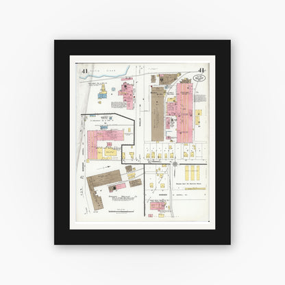 Old map wall art mockup — black gallery frame with white mat — Sanborn Fire Insurance Map from Beloit, Rock County, Wisconsin (1926), Sheet #0041
