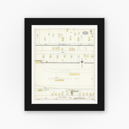 Old map wall art mockup — black gallery frame with white mat — Sanborn Fire Insurance Map from Orlando, Orange County, Florida (1913), Sheet #0005
