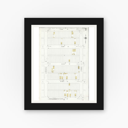 Old map wall art mockup — black gallery frame with white mat — Sanborn Fire Insurance Map from Chicago, Cook County, Illinois (1920), Sheet #0002