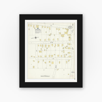 Old map wall art mockup — black gallery frame with white mat — Sanborn Fire Insurance Map from Sodus, Wayne County, New York (1911), Sheet #0007