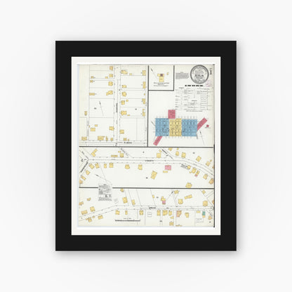 Old map wall art mockup — black gallery frame with white mat — Sanborn Fire Insurance Map from Berlin, Somerset County, Pennsylvania (1905) - Complete Map Set