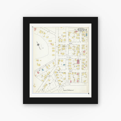 Old map wall art mockup — black gallery frame with white mat — Sanborn Fire Insurance Map from Middleport, Meigs County, Ohio (1916), Sheet #0004