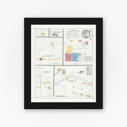 Old map wall art mockup — black gallery frame with white mat — Sanborn Fire Insurance Map from Ely, Saint Louis County, Minnesota (1900) - Complete Map Set