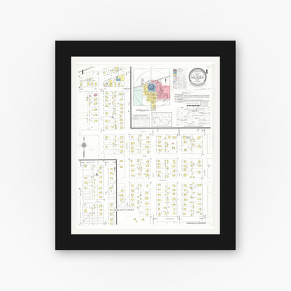Old map wall art mockup — black gallery frame with white mat — Sanborn Fire Insurance Map from Holstein, Ida County, Iowa (1933) â€” Complete Set