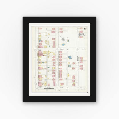 Old map wall art mockup — black gallery frame with white mat — Sanborn Fire Insurance Map from Royersford, Montgomery County, Pennsylvania (1909), Sheet #0010