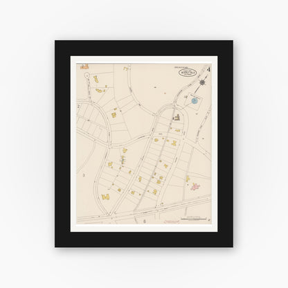 Old map wall art mockup — black gallery frame with white mat — Sanborn Fire Insurance Map from Beverly Hills, Los Angeles County, California (1922), Sheet #0004