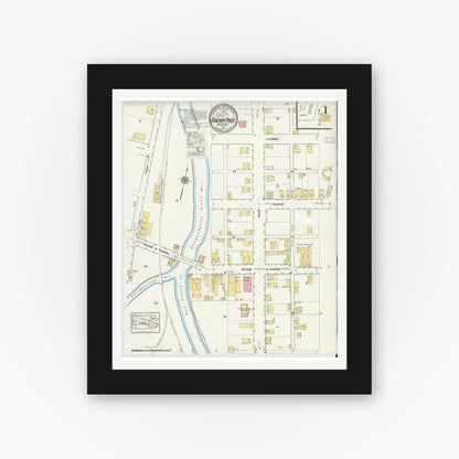 Old map wall art mockup — black gallery frame with white mat — Sanborn Fire Insurance Map from Cherry Tree, Indiana County, Pennsylvania (1916) - Complete Map Set