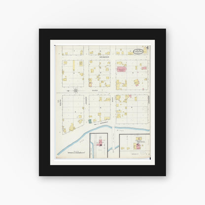 Old map wall art mockup — black gallery frame with white mat — Sanborn Fire Insurance Map from Dundee, Kane County, Illinois (1893), Sheet #0004