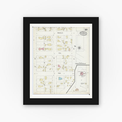 Old map wall art mockup — black gallery frame with white mat — Sanborn Fire Insurance Map from Red Wing, Goodhue County, Minnesota (1891), Sheet #0010