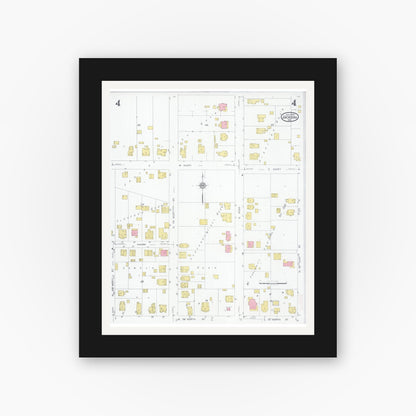 Old map wall art mockup — black gallery frame with white mat — Sanborn Fire Insurance Map from Jackson, Cape Girardeau County, Missouri (1931), Sheet #0004