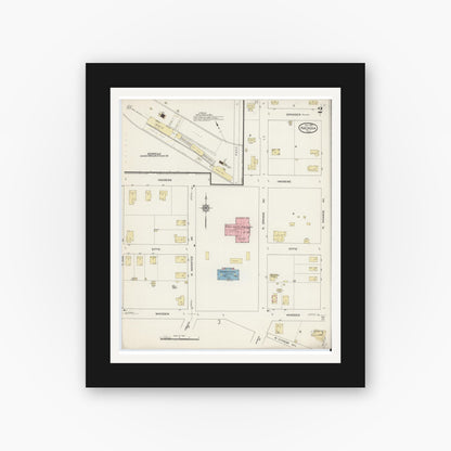 Old map wall art mockup — black gallery frame with white mat — Sanborn Fire Insurance Map from Arcadia, DeSoto County, Florida (1914), Sheet #0002