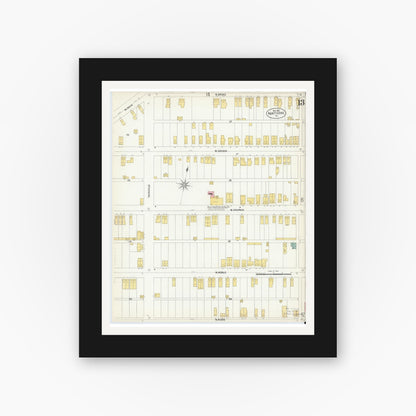 Old map wall art mockup — black gallery frame with white mat — Sanborn Fire Insurance Map from Nanticoke, Luzerne County, Pennsylvania (1903), Sheet #0013