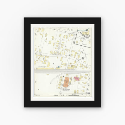 Old map wall art mockup — black gallery frame with white mat — Sanborn Fire Insurance Map from Hyde Park, Norfolk County, Massachusetts (1911), Sheet #0018