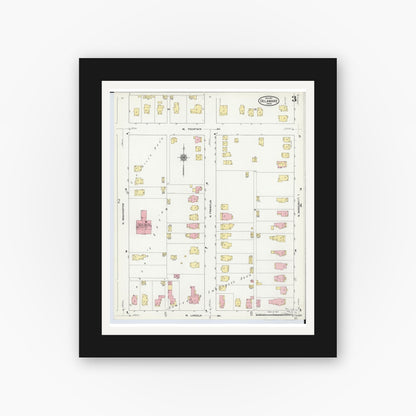 Old map wall art mockup — black gallery frame with white mat — Sanborn Fire Insurance Map from Delaware, Delaware County, Ohio (1911), Sheet #0003