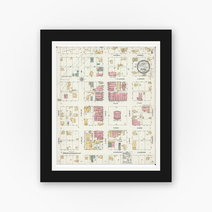 Old map wall art mockup — black gallery frame with white mat — Sanborn Fire Insurance Map from Albany, Gentry County, Missouri (1900) - Complete Map Set