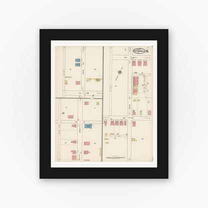 Old map wall art mockup — black gallery frame with white mat — Sanborn Fire Insurance Map from East Greenville, Montgomery County, Pennsylvania (1922), Sheet #0006