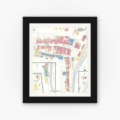 Old map wall art mockup — black gallery frame with white mat — Sanborn Fire Insurance Map from Mauch Chunk, Carbon County, Pennsylvania (1923), Sheet #0002