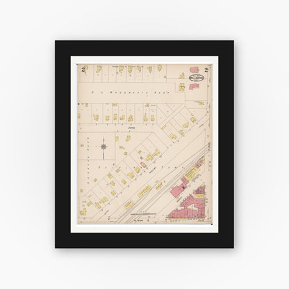 Old map wall art mockup — black gallery frame with white mat — Sanborn Fire Insurance Map from Wellington, Lorain County, Ohio (1922), Sheet #0002