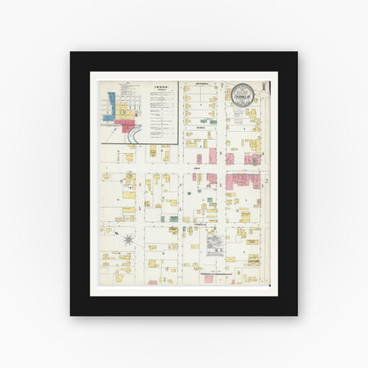 Old map wall art mockup — black gallery frame with white mat — Sanborn Fire Insurance Map from Franklin, Independent Cities, Virginia (1902) - Complete Map Set
