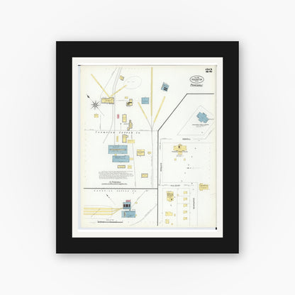 Old map wall art mockup — black gallery frame with white mat — Sanborn Fire Insurance Map from Houghton, Houghton County, Michigan (1908), Sheet #0022