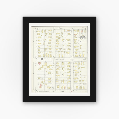 Old map wall art mockup — black gallery frame with white mat — Sanborn Fire Insurance Map from Manitowoc, Manitowoc County, Wisconsin (1912), Sheet #0004