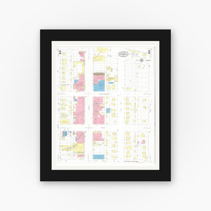 Old map wall art mockup — black gallery frame with white mat — Sanborn Fire Insurance Map from Griswold, Cass County, Iowa (1930), Sheet #0002