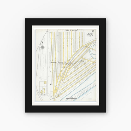 Old map wall art mockup — black gallery frame with white mat — Sanborn Fire Insurance Map from Cadillac, Wexford County, Michigan (1900), Sheet #0010