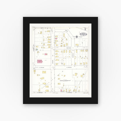 Old map wall art mockup — black gallery frame with white mat — Sanborn Fire Insurance Map from Port Washington, Ozaukee County, Wisconsin (1922), Sheet #0002