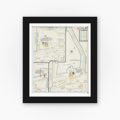Old map wall art mockup — black gallery frame with white mat — Sanborn Fire Insurance Map from Ashland, Ashland County, Wisconsin (1886), Sheet #0010