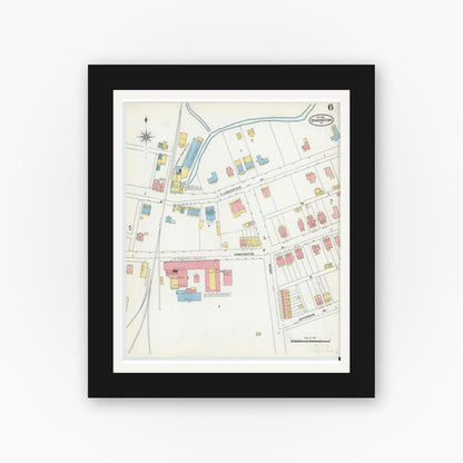 Old map wall art mockup — black gallery frame with white mat — Sanborn Fire Insurance Map from Downingtown, Chester County, Pennsylvania (1903), Sheet #0006