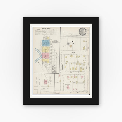 Old map wall art mockup — black gallery frame with white mat — Sanborn Fire Insurance Map from Le Sueur, Le Sueur County, Minnesota (1890) - Complete Map Set
