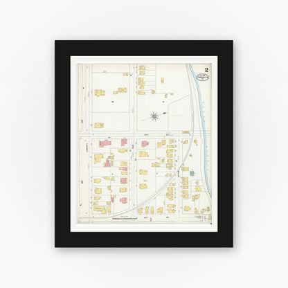 Old map wall art mockup — black gallery frame with white mat — Sanborn Fire Insurance Map from Franklin, Venango County, Pennsylvania (1906), Sheet #0002