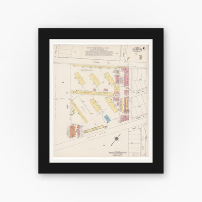 Old map wall art mockup — black gallery frame with white mat — Sanborn Fire Insurance Map from Culver City, Los Angeles County, California (1919), Sheet #0006