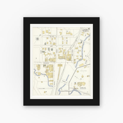 Old map wall art mockup — black gallery frame with white mat — Sanborn Fire Insurance Map from Mill Valley, Marin County, California (1908), Sheet #0004