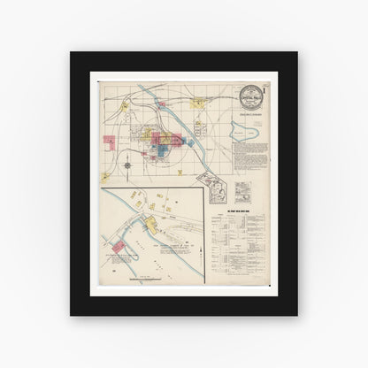 Old map wall art mockup — black gallery frame with white mat — Sanborn Fire Insurance Map from Crystal Falls, Iron County, Michigan (1922) - Complete Map Set