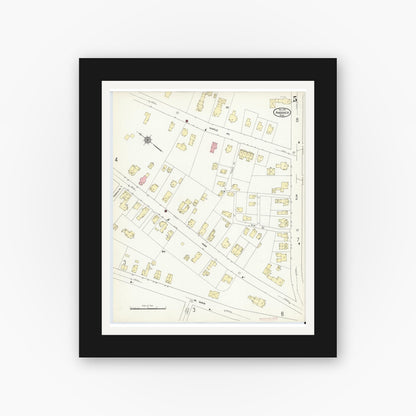 Old map wall art mockup — black gallery frame with white mat — Sanborn Fire Insurance Map from Andover, Essex County, Massachusetts (1911), Sheet #0005