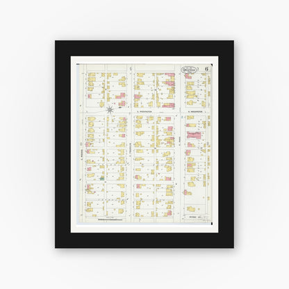 Old map wall art mockup — black gallery frame with white mat — Sanborn Fire Insurance Map from Circleville, Pickaway County, Ohio (1899), Sheet #0006