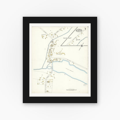 Old map wall art mockup — black gallery frame with white mat — Sanborn Fire Insurance Map from Allentown, Monmouth County, New Jersey (1922), Sheet #0007